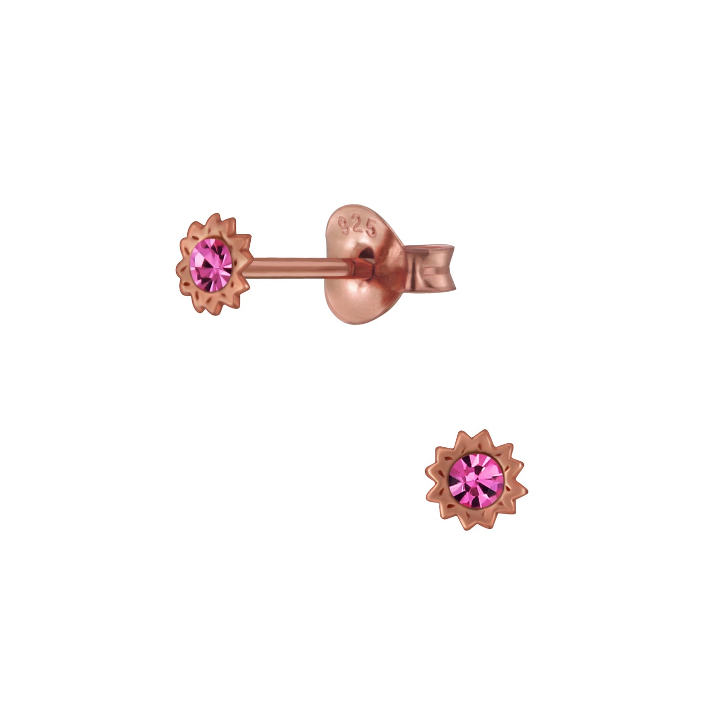 PINK CZ FLOWER STUD