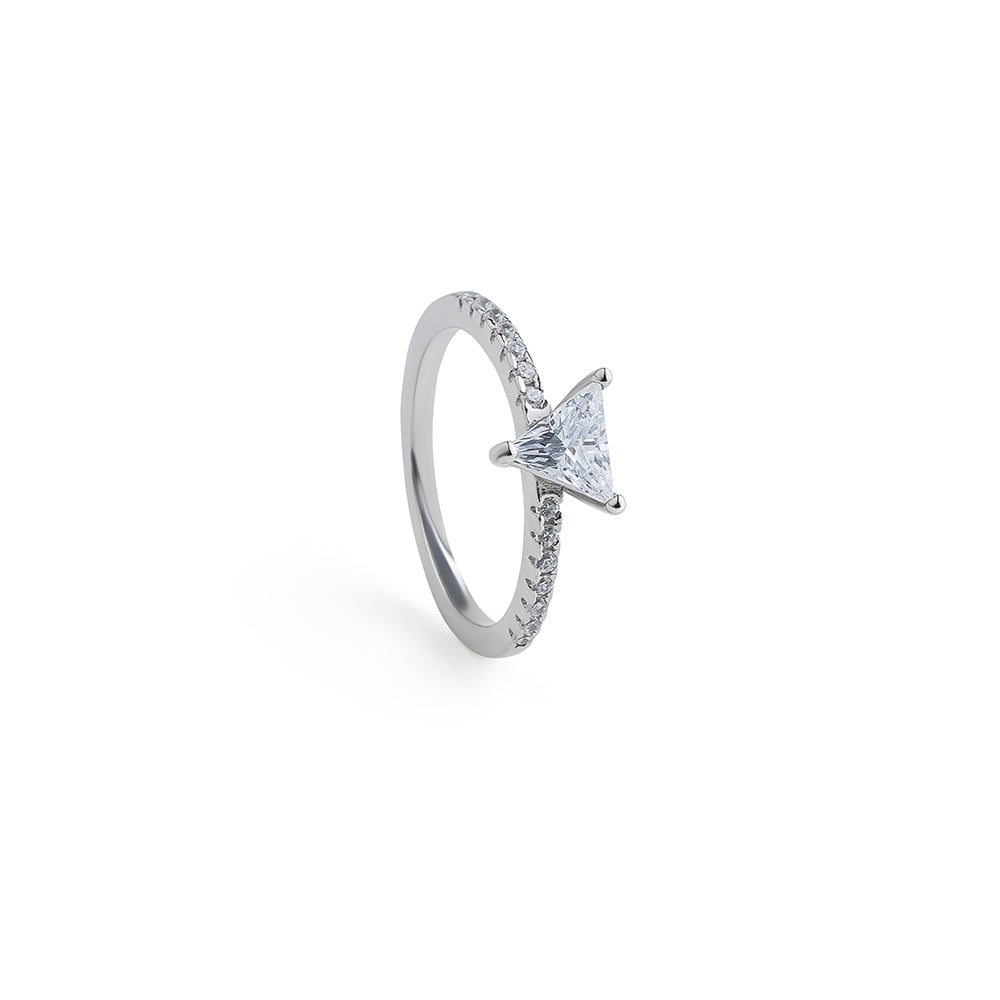 Triangle cut Solitaire Ring