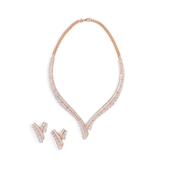 Bauble V necklace with earrings