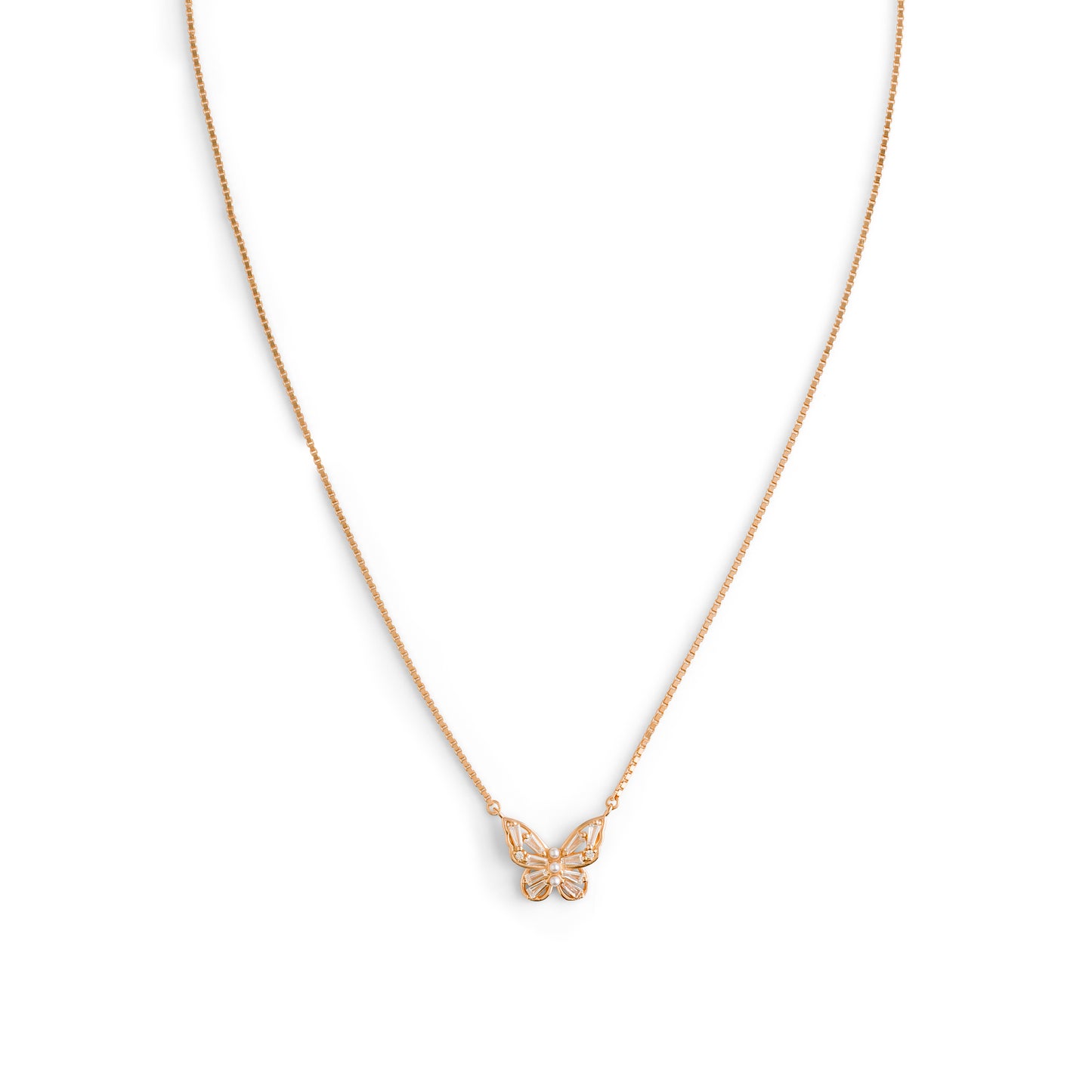 Baguette Butterfly Pendant Necklace