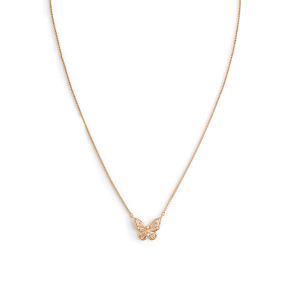 Baguette Butterfly Pendant Necklace