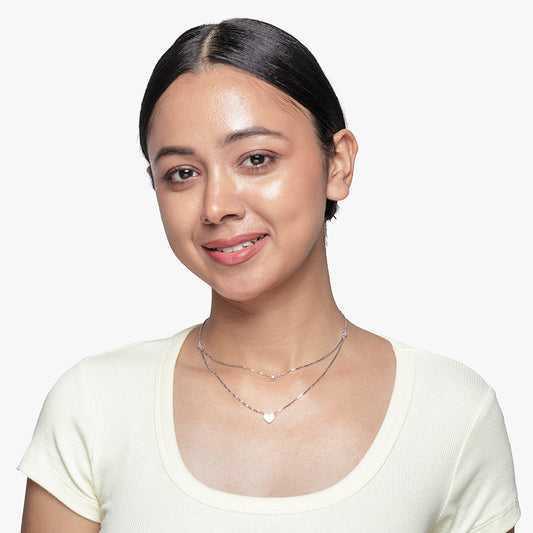 MOP Heart Layer Necklace with Heart drop earrings