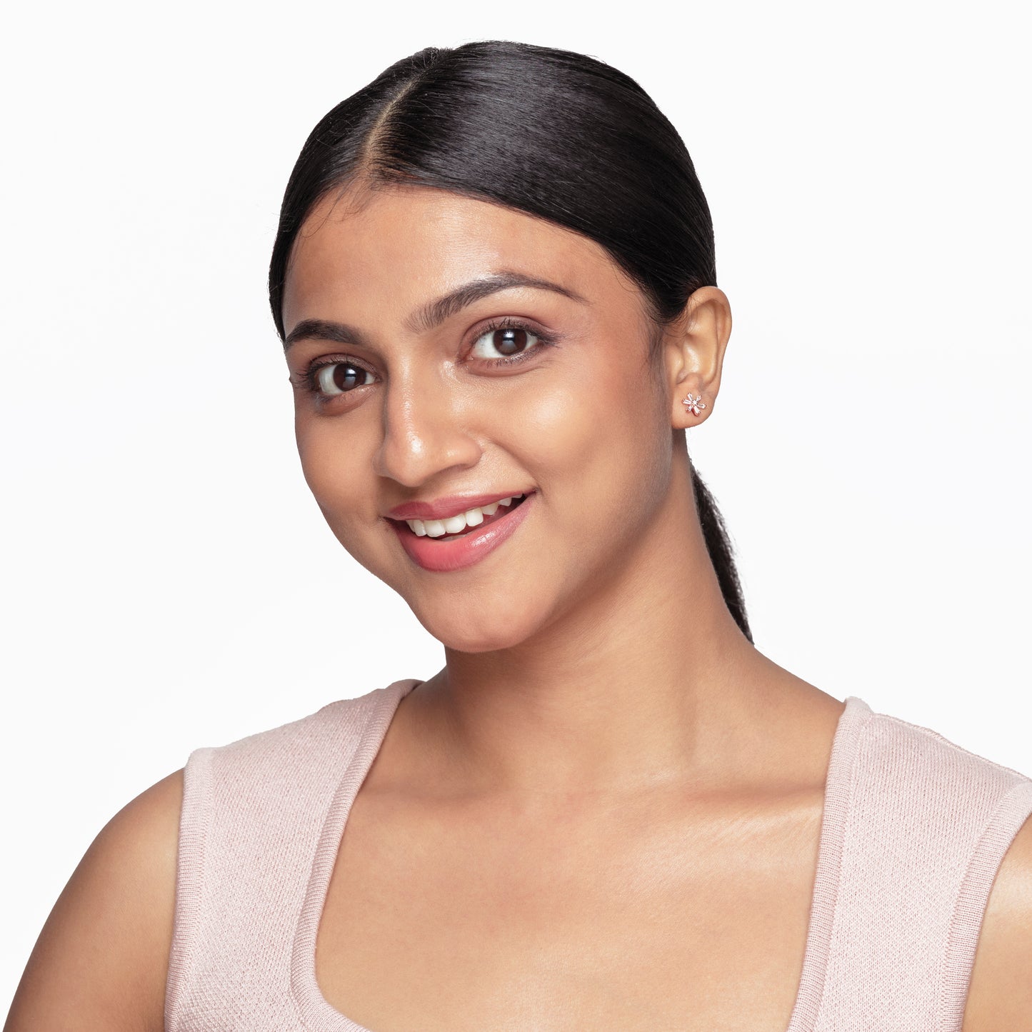 Floral baguette studs