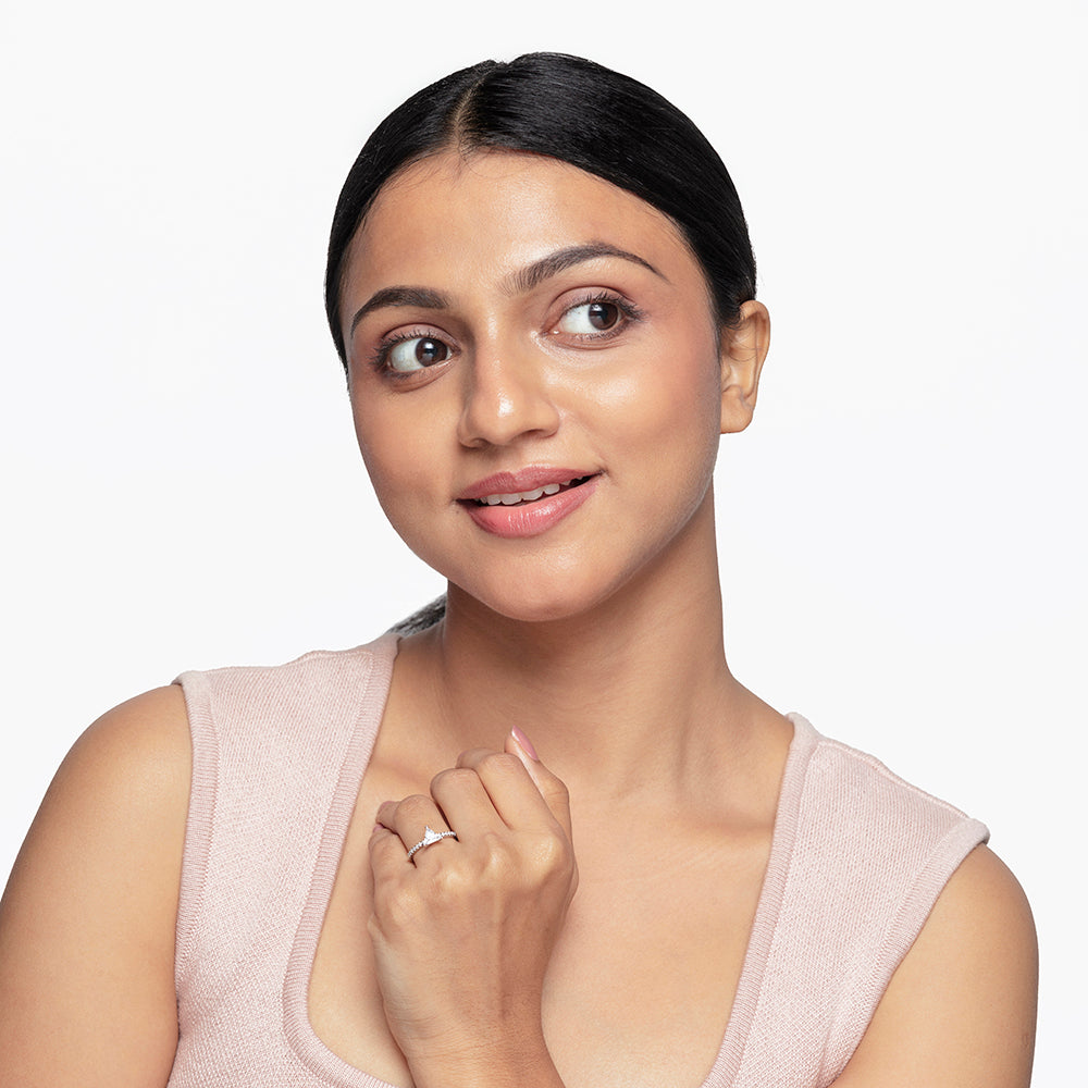 Triangle cut Solitaire Ring