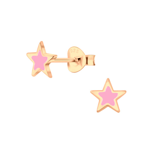 PINK ENAMEL STAR STUD