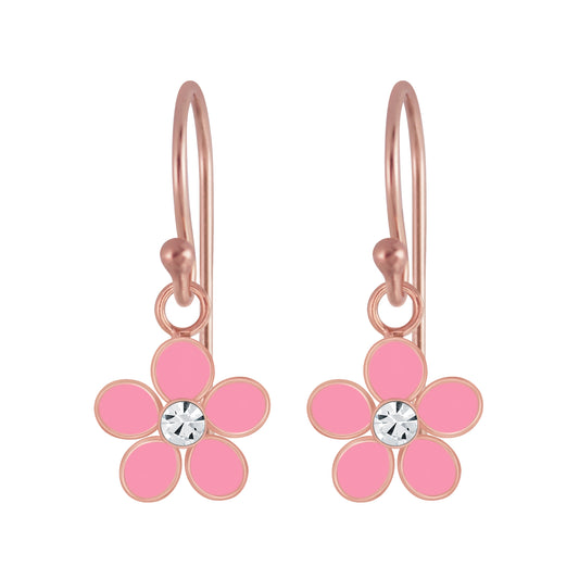 PINK FLOWER WIRE EARRING