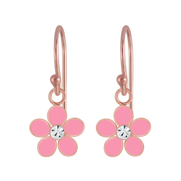 PINK FLOWER WIRE EARRING