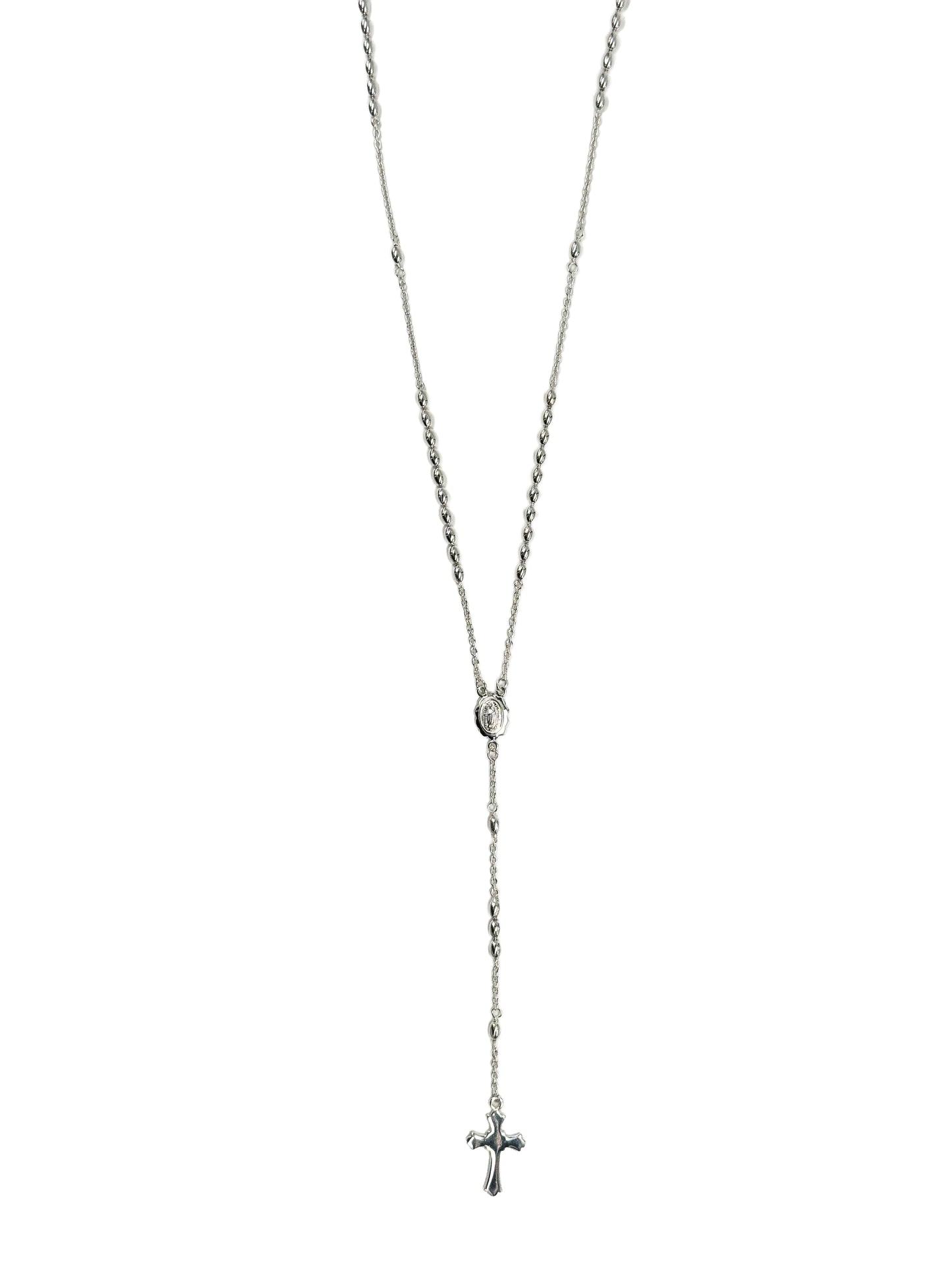 Plain cross oval beads rosary chain