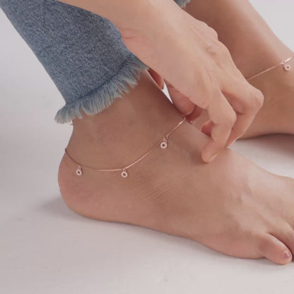 Ring Charm Cz Anklet